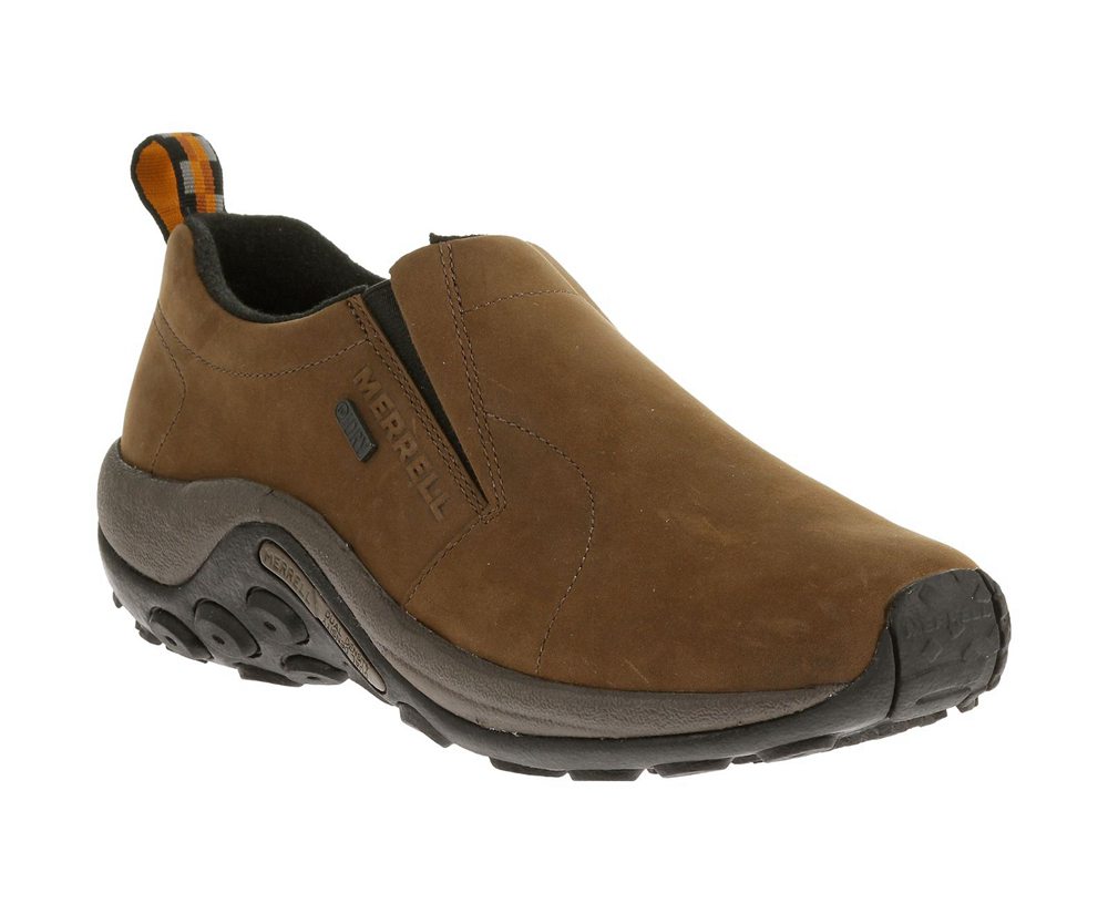 Merrell Slip Ons Brown - Jungle Moc Nubuck Waterproof Wide Width - Mens 17GDCSZKH
